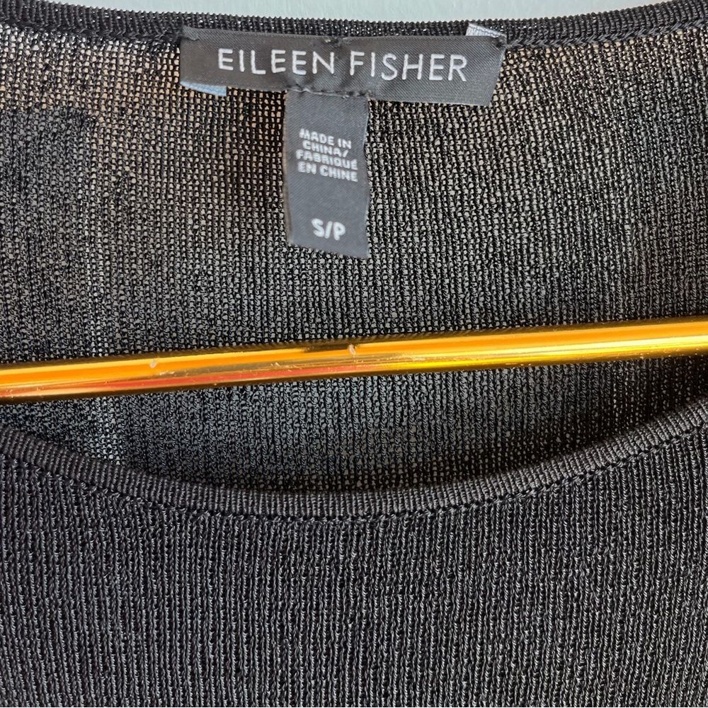 New Eileen Fisher black asymmetrical long sleeve round neck tunic top - Picture 4 of 6